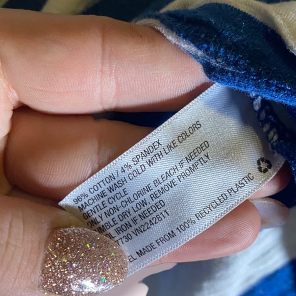 Universal Thread Cotton Blue White Stripe Short Sleeve Ruffle Tee Blouse - Picture 5 of 6